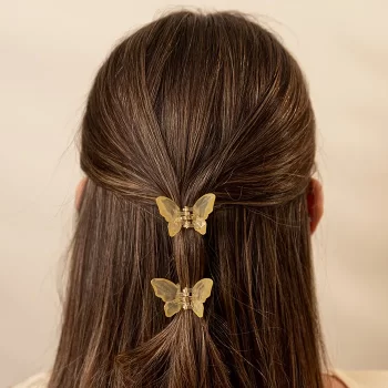 Duo Ganchos de Mini Mariposas Amarillo