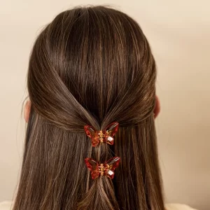 Duo Ganchos de Mini Mariposas Naranja