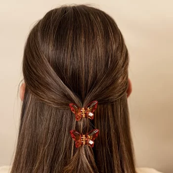 Duo Ganchos de Mini Mariposas Naranja