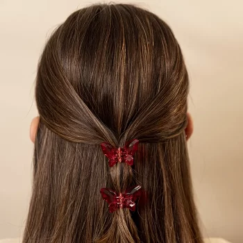 Duo Ganchos de Mini Mariposas Rojo