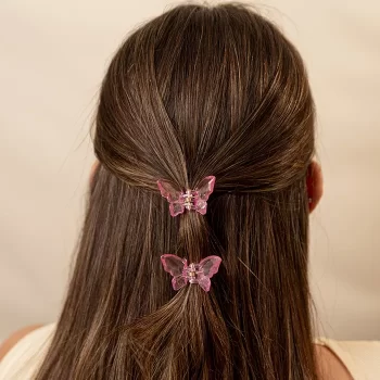 Duo Ganchos de Mini Mariposas Rosa