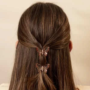 Duo Ganchos de Mini Mariposas Salmón