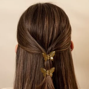 Duo Ganchos de Mini Mariposas Verde Militar