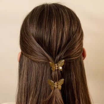 Duo Ganchos de Mini Mariposas Verde Militar