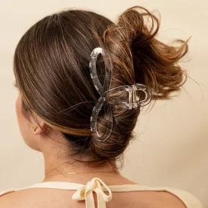Hair Clip Crossed Transparente Blanco
