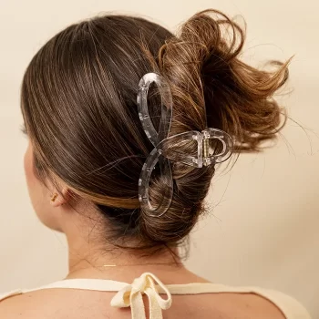 Hair Clip Crossed Transparente Blanco