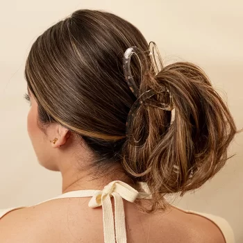 Hair Clip Crossed Transparente Café
