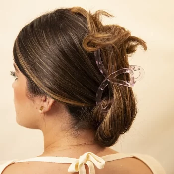 Hair Clip Crossed Transparente Rosa