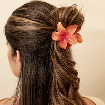 Hair Clip Flor Hawaiana Naranja