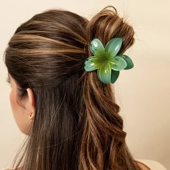 Hair Clip Flor Hawaiana Verde
