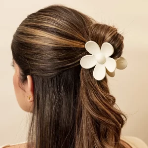 Hair Clip Flor Tierra Beige