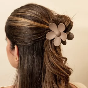 Hair Clip Flor Tierra Café