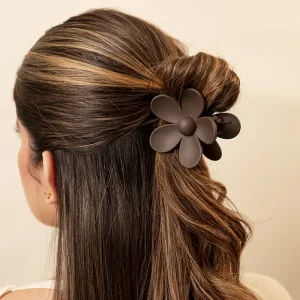 Hair Clip Flor Tierra Chocolate