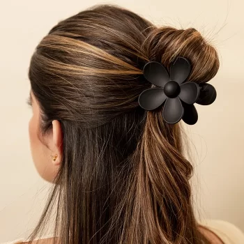 Hair Clip Flor Tierra Negro